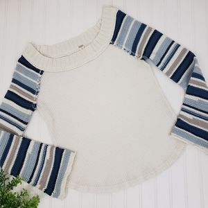 Altar'd State Sweater Sleeve Thermal size Small Ivory Blue Boho Cozy Top